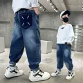 Boys Jeans Spring 2024 New Loose Pants Denim Children's Handsome Autumn Cartoon Trousers 2 3 4 5 6 7 8 9 10 11 12 13 14 Years. 