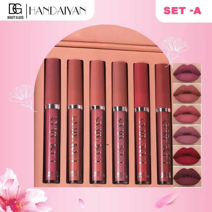 HANDAIYAN 6pcs Matte Liquid Lipstick Set - A