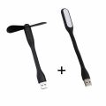 USB Fan Flexible Portable Mini Fan and USB LED Light Lamp For Power Bank & Notebook & Computer. 