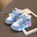 Spring and Autumn Children's Sneakers, High Top Girls' Mesh Casual Shoes, Boys' Sneakers, 1-6 Years Old Baby LED Shoes.