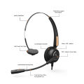 Traffic Headset, Ergonomic RJ9 Headset Adjustable Ultra Clear Call High Sensitivity Plug and Play for RJ9 Jack Telephones for Online Classes.