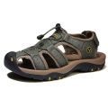 Men's Sandals Summer Anti-collision Toe Outdoor Walking Treking Casual Shoes Leather Hiking Men Slippers Beach Wading Shoes.