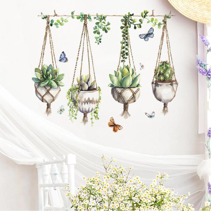 GC%202pcs%20Succulent%20Plants%20Wall%20Stickers,%20Removable%20Potted%20Plant%20Wall%20Decals%20Peel%20And%20Stick,%20Floral%20Leaf%20Decor%20Art%20DIY%20Sticker%20Wallpaper%20Supplies%20For%20Living%20Room%20-%20Image%205
