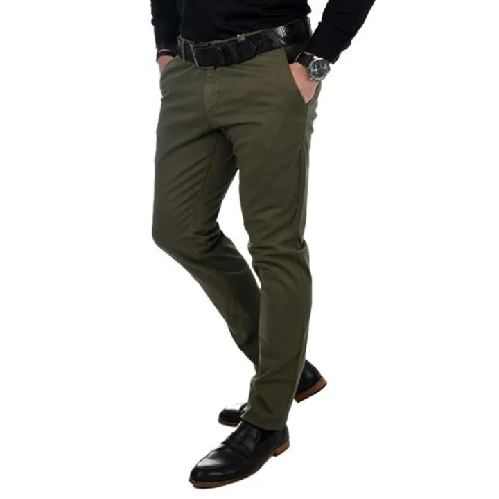 Olive%20Twill%20Gabardine%20Pant%20for%20Men%20-%20Image%202