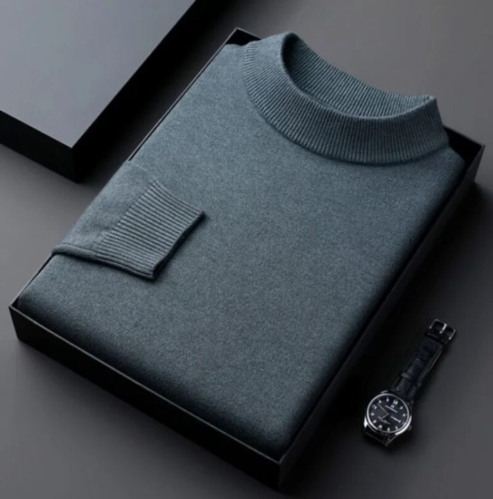 Men's Anti-pilling High Quality Knit Sweater Shirt Slim Fit Long Sleeve Pullover Solid Color Men Clothing