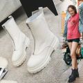 Online Influencer Martin Boots Female Skinny Boots2022New Popular Spring Fleece-Lined British Style All-Match Thick Bottom Elevator Ankle Boots. 
