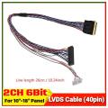 LVDS Cable 2ch 6bit I-PEX 20455-040E 40 Pins Pitch 0.5mm for 1280x800 1440x900 1920x1080 Resolutions LED Backlight Panel 3.3V Only Support 40 pin Laptop Display.