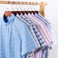S-7XL Men's Short Sleeve Oxford Printed Casual Dress Shirts Front Patch Chest Pocket Regular-fit Button-down Collar Work Shirts. 