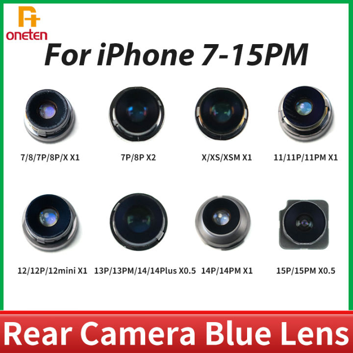 Rear Camera Blue Lens Parts For iPhone 15 14 13 12 11 Pro MAX 7 8 Plus X XS XR XSM Mini Back Camera Repair Replacement Accessory