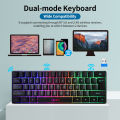 HXSJ 61 Keys Dual-mode Keyboard BT 5.0 Compact Keyboard 2.4G  RGB Backlit Keyboard Double Shot Injection Keycaps. 