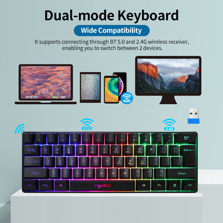 HXSJ%2061%20Keys%20Dual-mode%20Keyboard%20BT%205.0%20Compact%20Keyboard%202.4G%20%20RGB%20Backlit%20Keyboard%20Double%20Shot%20Injection%20Keycaps%20-%20Image%204