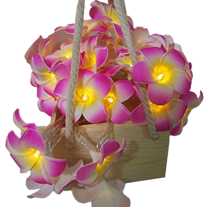 Foam artificial pink plumeria flower led string light bedroom decorative party fairy light 20pcs set