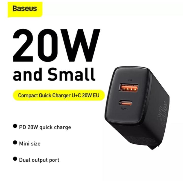 Baseus 20w Usb Charger Holder Type C Pd Quick Charging Dual Port Usb Portable Phone Charger