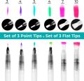 Water Color Brush Pen Set: Ohuhu Set of 6 Watercolor Paint Brushes for Water Soluble Colored Pencil Watercolor Water-Base Markers Powdered Pigment Watercolor Paints Ideal for Adults Teens Artists.