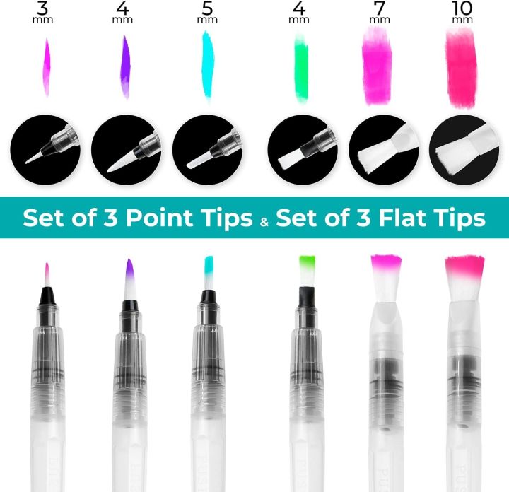 Water%20Color%20Brush%20Pen%20Set:%20Ohuhu%20Set%20of%206%20Watercolor%20Paint%20Brushes%20for%20Water%20Soluble%20Colored%20Pencil%20Watercolor%20Water-Base%20Markers%20Powdered%20Pigment%20Watercolor%20Paints%20Ideal%20for%20Adults%20Teens%20Artists%20-%20Image%202