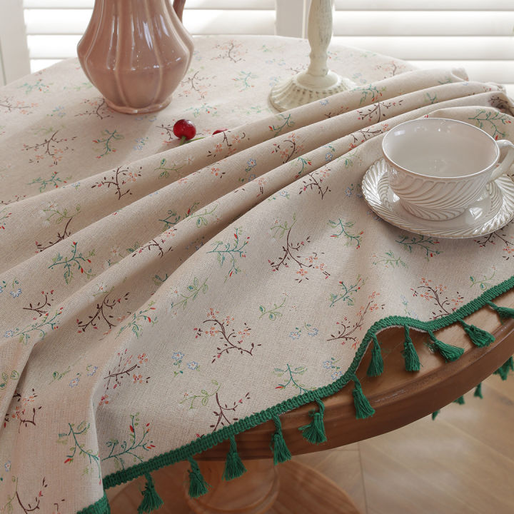 American%20pastoral%20style%20cotton%20linen%20green%20tassel%20tablecloth%20floral%20pattern%20rectangular%20dining%20table,%20coffee%20table%20tablecloth%20cross-border%20wholesale%20-%20Image%202
