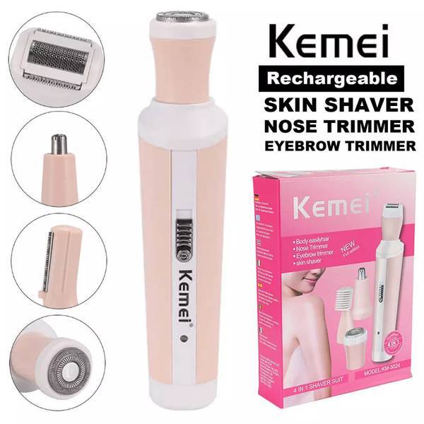 Kemei Km-3024 Multifunctional 4 In 1 Rechargeable Woman Body Shaver Eyebrow Nose Trimmer Set - Trimmer - Trimmer - Trimmer