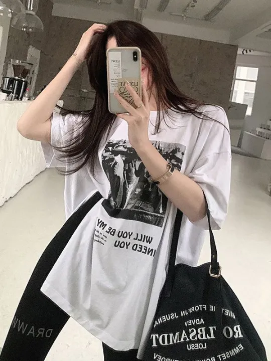 Gray%20Split%20T%20T-shirt%20Women's%20Short-Sleeved%20American%20Retro%20Design%20Niche%20Chic%20Top%20Women's%20Summer%202023%20New%20half%20sleeve%20-%20Image%204