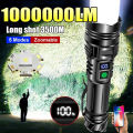 High power LED flashlight Type-C USB rechargeable long range tactical torch strong light lamp outdoor ultra powerful flash light. 