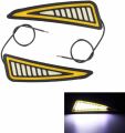 2PCS Car LED Bumper Strip COB Daytime Running Light DRL Yellow Turn Signal Lamp/DRL Strip Light With Flashing Or Body Indicator For Bike. 