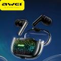 Awei T52 Pro TWS Wireless Bluetooth Earbuds compatible 5.3 Earphones In-Ear Stereo Game Music Sport Headset With Colorful Breathing Light.