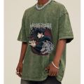 T-shirt Oversized Acid Washed Tee Print Graphic T-shirt For Unisex Adults' Acid Wash 100% Cotton Casual Daily Loser Lione. 
