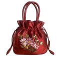 Portable Top-Handle Bags Women Flower Embroidered Silk Mini Potli Bag Chinese Style Females Handbags Retro Drawstring Shopping Handbag.