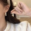 925 silver needle Korean drip glaze C-type light luxury niche simple design sense Korean high-end temperament earrings women's earrings. 