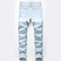 American cat whisker torn jeans Men's patch Worn slim fit Small straight sleeve Casual dad Long pants Autumn and winter.