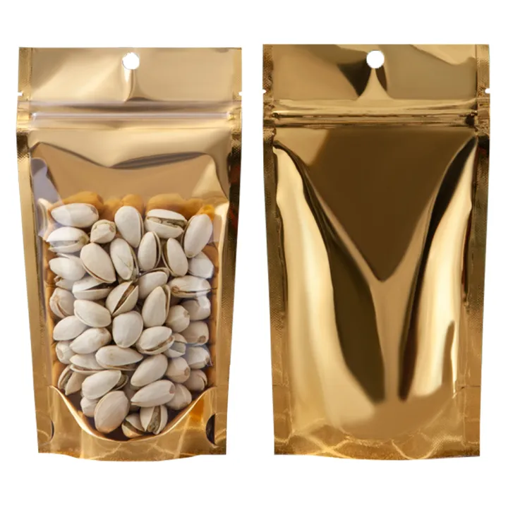 100Pcs%20Gold%20Aluminum%20Foil%20Clear%20Bag%20Zip%20Lock%20with%20Hang%20Hole%20Stand%20Up%20Tear%20Notch%20Reusable%20Food%20Nut%20Candy%20Packaging%20Pouches%20-%20Image%203