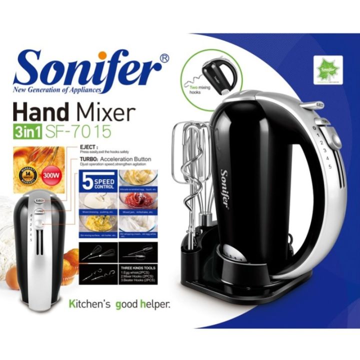 Premium Sonifer 3 In 1 SF-7015 Electric Hand Mixer 5 Speeds