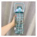 Ready Stock 2000ml Water Bottle Tumbler with straw & reminder time High capacity 2 Liter 2L Gym Outdoor Sport kettle. 