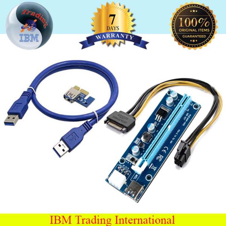 PCE164P-NO3 0.6M PCIe PCI-E 1X to 16X Riser Card Extender + 15Pin SATA to 6Pin Power cable for mining