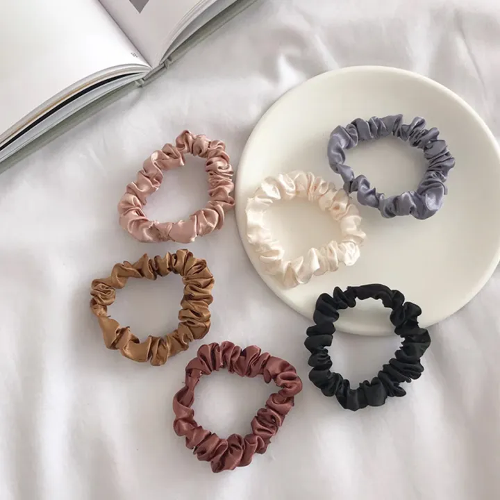 6Pcs/Set%20Matte%20Small%20Intestine%20Hair%20Ring%20Silky%20Satin%20Hair%20Scrunchies%20Simple%20Versatile%20Ponytail%20Holder%20Sweet%20Solid%20Color%20Headwear%20-%20Image%204
