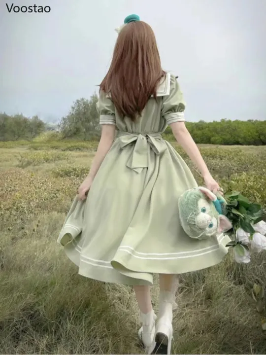 Japanese%20Soft%20Sister%20Cute%20Lolita%20Dress%20Women%20Sweet%20Puff%20Sleeve%20Slim%20Student%20Dresses%20Party%20Retro%20Girls%20Bow%20Salior%20Collar%20Vestidos%20-%20Image%202