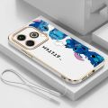 itel A70 A49 A58 A48 itel P36 P37 Monster Lens Cartoon Stitch Case Shockproof Luxury Plating Mobile Cover with Lanyard. 