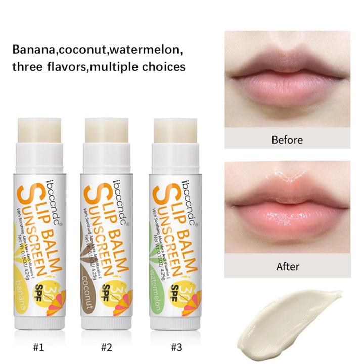Sunscreen%20Lip%20Balm%20SPF%2030%20UVA%20Protection%20Lips%20Moisturizer%20Lipstick%20Sun%20Care%20Coconut%20Banana%20Colorless%20Watermelon%20Flavor%20-%20Image%203