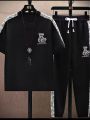 Drop Shoulder Doll Style Mash T-Shirt and Trouser Combo for Men - Soft fabric and comfortable.