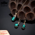 Carat Vintage Teardrop Rhinestone Women Jewelry Set Necklace Hook Earrings Pendants. 