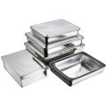 Stainless steel plate304Flat Right Angle Plate Rectangular Box with Lid Steamed Cake Baking Tray Dish Cooked Food. 