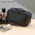 Large Capacity Cosmetic Bags European Style Travel Makeup Bags Large Capacity Waterproof PU Leather Handbag Organizer for Men and Women with Zipper.. 