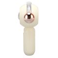 Handheld Fan Creamy White 3 Speed Mode Mist Spray USB Charge Base Design Mini Portable Fan for Home School Office ABS PP.