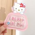 12Pcs/set Detachable Kuromi Children Cartoon False Nails My Melody KT Cat Kids Cartoon Fake Nails Nail Supplies Full Cover Nail Art Tips Kids Fake Nail Extension Student.
