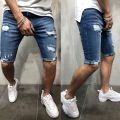 Mens Denim Chino Shorts Super STRETCH Skinny Slim Summer Half Pant Cargo Jeans.