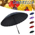 24 Bone Long Handle Large Umbrellas Reinforcement Windproof Parasols Sun Rain Umbrellas for Women Men. 