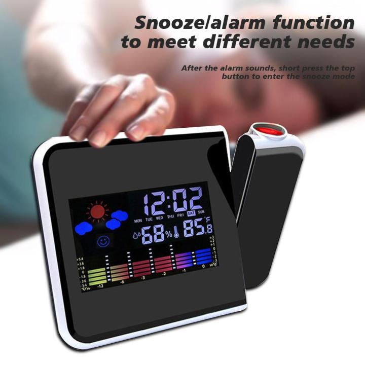LED Digital Projection Alarm Clock Temperature Thermometer Desk C