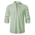 2023 New Men's Casual Blouse Cotton Linen Shirt Tops Long Sleeve Tee Shirt Spring Autumn Slanted Placket Vintage Yoga Shirts. 