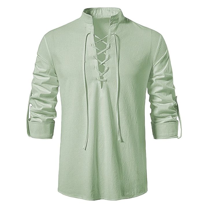 2023%20New%20Men's%20Casual%20Blouse%20Cotton%20Linen%20Shirt%20Tops%20Long%20Sleeve%20Tee%20Shirt%20Spring%20Autumn%20Slanted%20Placket%20Vintage%20Yoga%20Shirts%20-%20Image%207