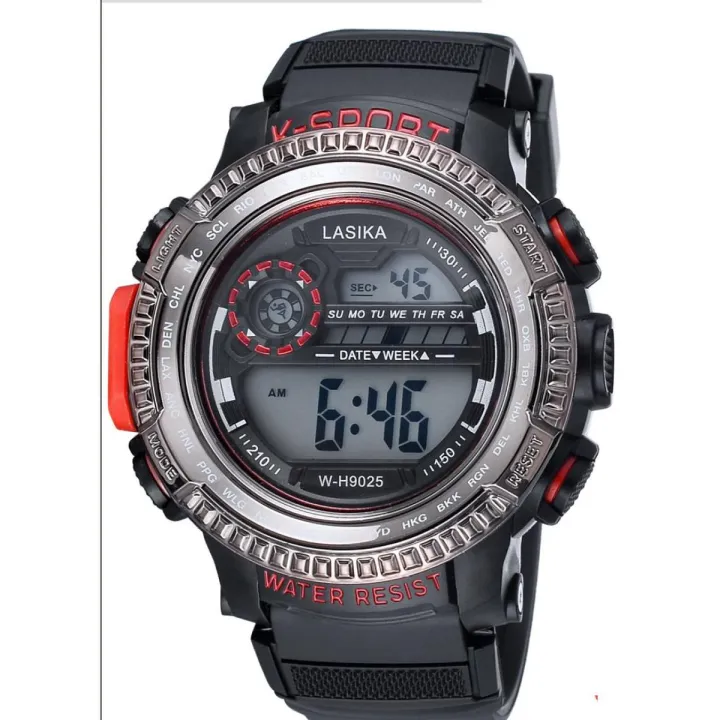 LASIKA W-H9025 Water Resistance/ Waterproof 30m Silicon Digital Watch for Men -Red