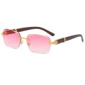 Luxury Rimless Square Sunglasses Man Brand Designer Frameless Gradient Sun Glasses Woman Fashion Vintage Wooden Oculos De Sol. 